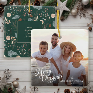 Ornamento De Cerâmica Natal - Script Photo Boho Greenery Natal