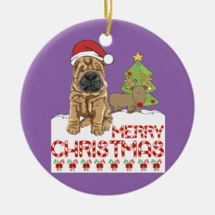 Ornamento De Cerâmica Natal Shar Pei