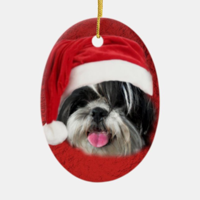 Ornamento De Cerâmica Natal Shih Tzu (Frente)