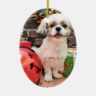 Ornamento De Cerâmica Natal - Shih Tzu - Marley