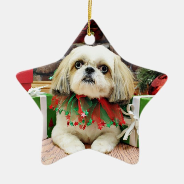 Ornamento De Cerâmica Natal - Shih Tzu - Sophie (Frente)