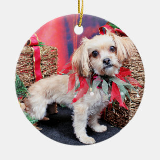 Ornamento De Cerâmica Natal - Shorkie - Charlie