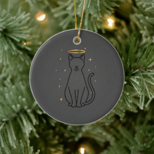 Ornamento De Cerâmica Natal Silhueta de Gato Minimalista