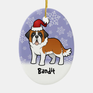 Ornamento De Cerâmica Natal St Bernard