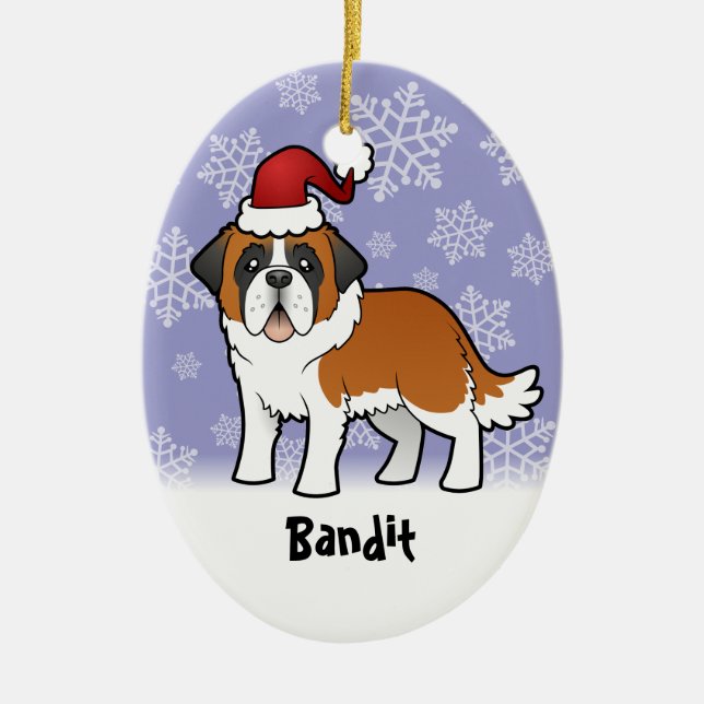 Ornamento De Cerâmica Natal St Bernard (Frente)