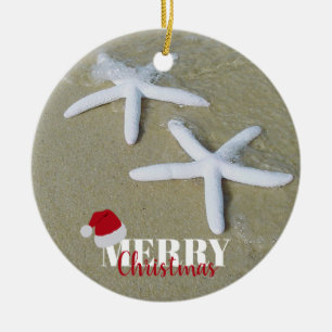 Ornamento De Cerâmica Natal Summer Starfish Beach Xmas