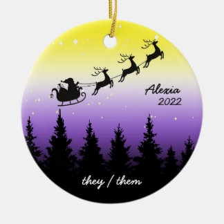 Ornamento De Cerâmica natal sutil do orgulho não binário