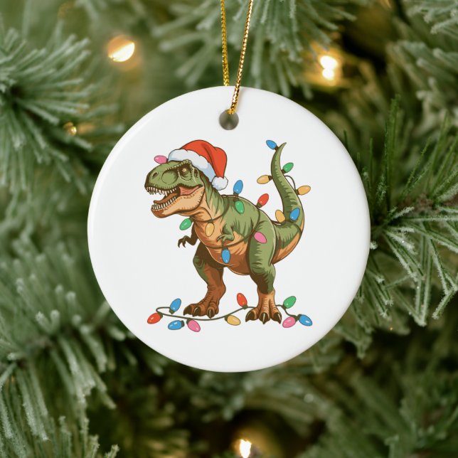 Ornamento De Cerâmica Natal T Rex Dinossaur Xmas Dino Tyrannosaurus (Árvore)