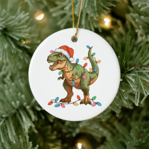 Ornamento De Cerâmica Natal T Rex Dinossauro Xmas Dino Tiranossauro