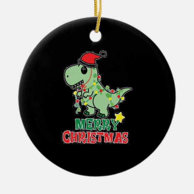 Ornamento De Cerâmica Natal T-rex Top (Frente)