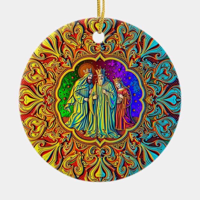 Ornamento De Cerâmica NATAL ~ Três Reis ~ (Frente)