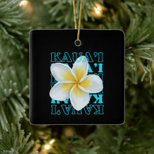 Ornamento De Cerâmica Natal Tropical Floral Havaiano Bonito de Kaua'i