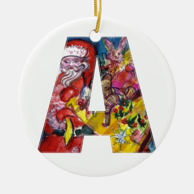 ORNAMENTO DE CERÂMICA NATAL UMA CARTA/PAPAIS NOEIS COM MONOGRAMA DE PRES (Frente)