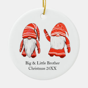 Ornamento De Cerâmica Natal único Gnomo grande e pequeno irmão