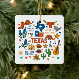 Ornamento De Cerâmica Natal Viagem Familiar Personalizada Texas