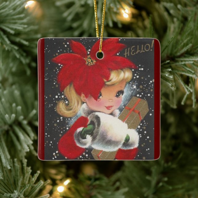 Ornamento De Cerâmica Natal vintage Girl (Árvore)