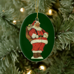 Ornamento De Cerâmica Natal Vintage, Papai Noel Vitoriano com Brinquedos