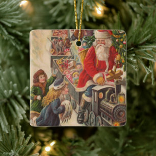 Ornamento De Cerâmica Natal Vintage Train Papais noeis Natal Feriado