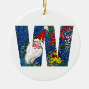 ORNAMENTO DE CERÂMICA NATAL W CARTA/SANTA CLAUS COM BORRACHA VERMELHA