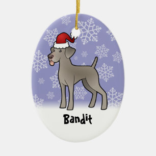Ornamento De Cerâmica Natal Weimaraner (adicione seu nome de animais de