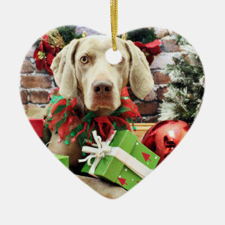 Ornamento De Cerâmica Natal - Weimaraner - Lucy