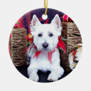 Ornamento De Cerâmica Natal - Westie - Bella