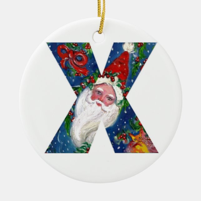 ORNAMENTO DE CERÂMICA NATAL X CARTA/SANTA CLAUS COM BORRACHA VERMELHA (Frente)