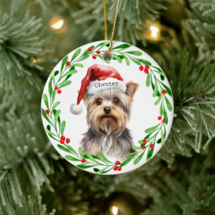 Ornamento De Cerâmica Natal Yorkie Yorkshire Terrier Holidays