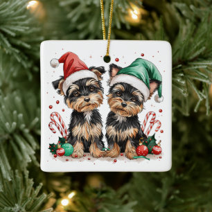 Ornamento De Cerâmica Natal Yorkshire Terrier Dogs