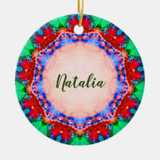 Ornamento De Cerâmica NATALIA Natal Fractal Personalizado 