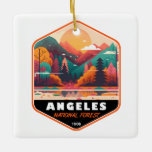 Ornamento De Cerâmica National Forest California Vintage Emblem<br><div class="desc">Trabalho de arte de vetor de Los Angeles. Está localizado nas montanhas de San Gabriel e Serra Pelona.</div>