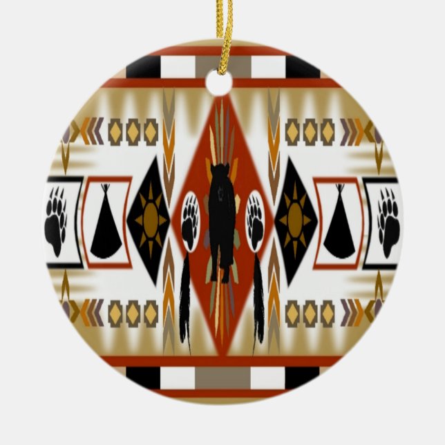 Ornamento De Cerâmica Native American Bear Clan Ornament (Frente)
