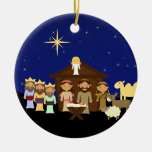 Ornamento De Cerâmica Natividade adorável Natal personalizado