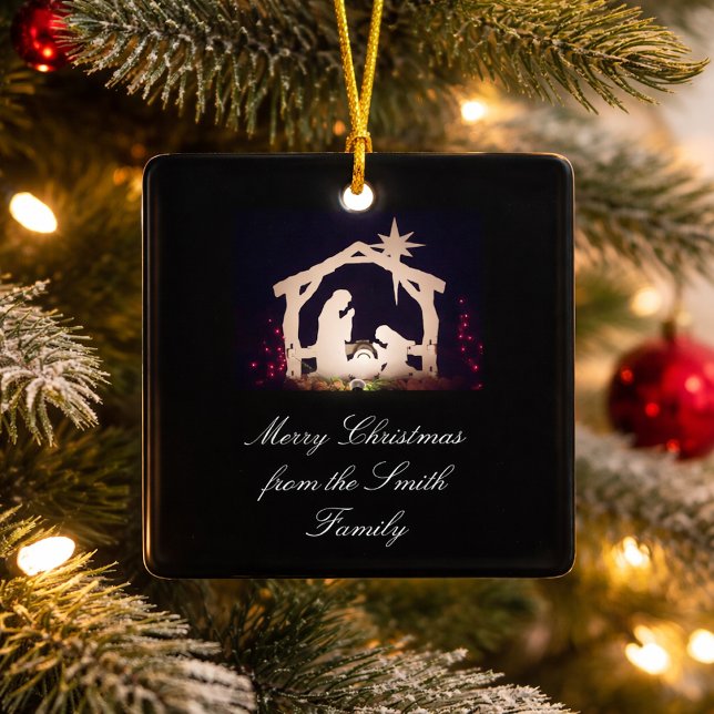 Ornamento De Cerâmica Natividade Cena Feliz Natal Cerâmica Ornamento (Criador carregado)