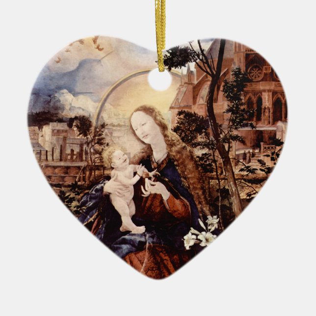 ORNAMENTO DE CERÂMICA NATIVIDADE COM VIAS BRANCAS - MÁGICA DO NATAL (Frente)