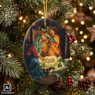 Ornamento De Cerâmica Natividade de Natal Vintage, Menino Jesus no Presé