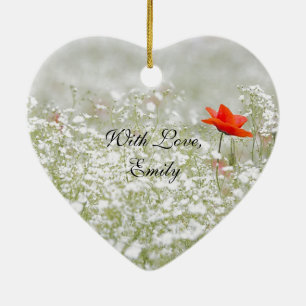 Ornamento De Cerâmica Natureza branca vermelha do prado da flor