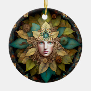 Ornamento De Cerâmica Natureza Deusa Mandala