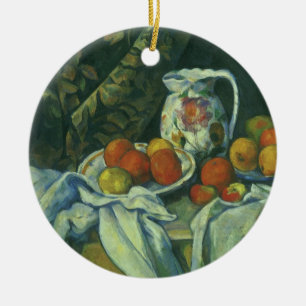Ornamento De Cerâmica Natureza Morta, Cortina e Jarro de Paul Cezanne