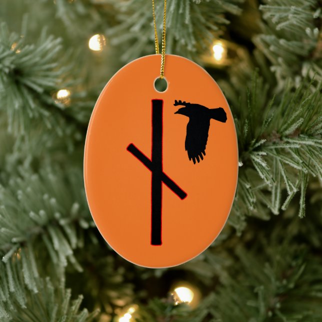 Ornamento De Cerâmica Naudhiz Viking Rune Yule Ornament - Superando! (Árvore)
