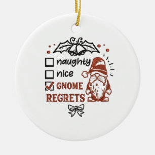 Ornamento De Cerâmica Naughn Nice Gnomo Lamenta Gnomies Engraçado XMas