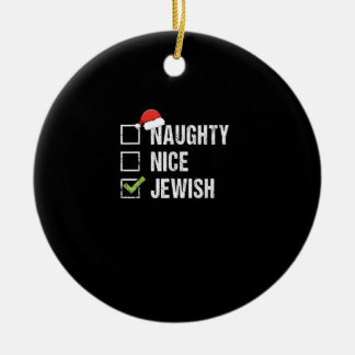 Ornamento De Cerâmica Naughty Nice Jewish Santa Christmas 