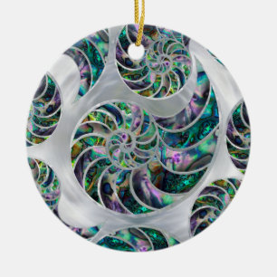 Ornamento De Cerâmica Nautilus Shell Abalone e Pearl