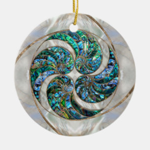 Ornamento De Cerâmica Nautilus Shell - Abalone e Pérola