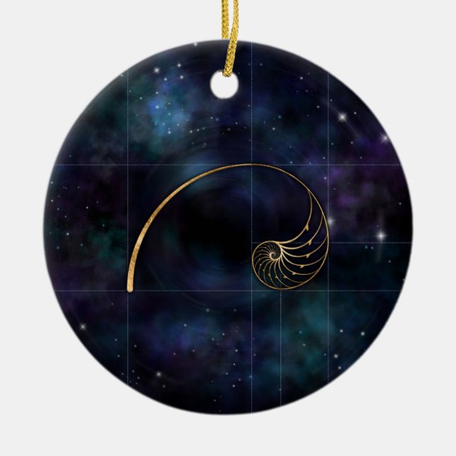 Ornamento De Cerâmica Nautilus Shell - Geometria Sagrada (Frente)