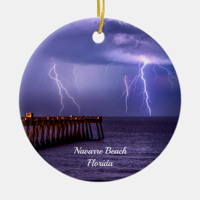 Ornamento De Cerâmica Navarre Florida Lightning Storm Ornament (Frente)