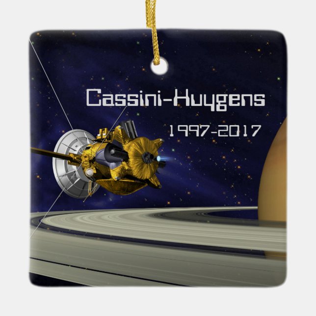 Ornamento De Cerâmica nave espacial Cassini Huygens Saturn (Frente)