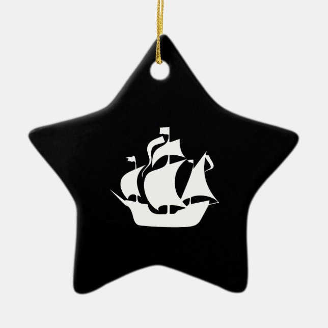 Ornamento De Cerâmica Navio à Vela (Frente)