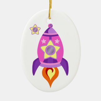 Ornamento De Cerâmica Navio cor-de-rosa de Rocket