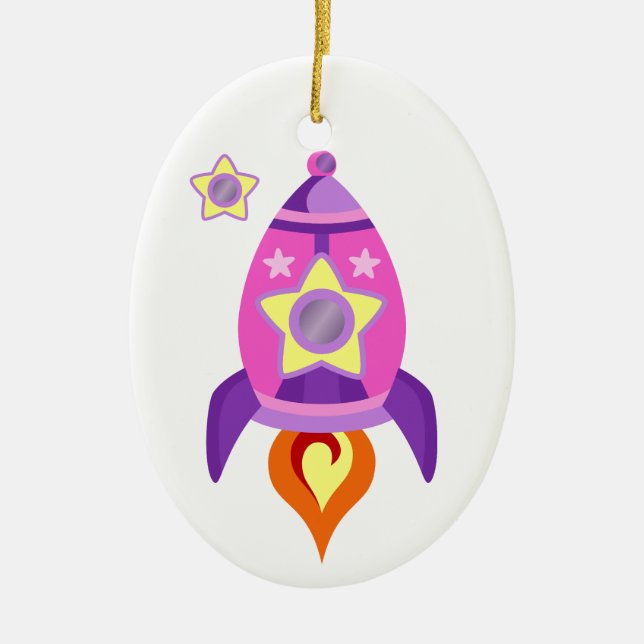 Ornamento De Cerâmica Navio cor-de-rosa de Rocket (Frente)